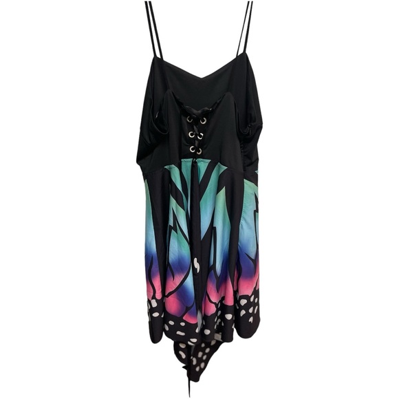 PRETTY GIRL Dress Rainbow Butterfly Wings Whimsical Fairy Nymph Costume XL - Picture 2 of 6